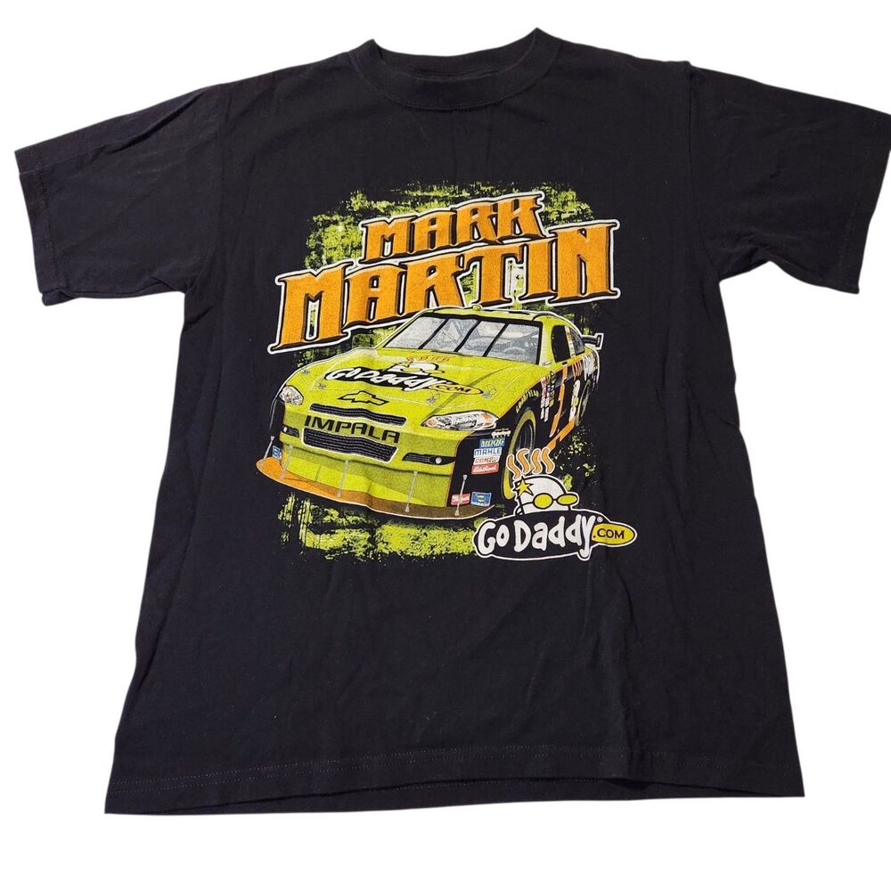 Winners Circle Mark Martin NASCAR Mens Two-Sided Black T-Shirt Go Daddy Size M